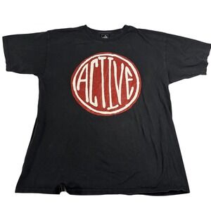 Active T Shirt Graphic Print‎ Short Sleeve Casual Black Tee Large